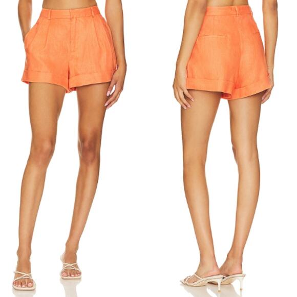 NWT Cami NYC Linen High Waisted Rabia Tailored Short Orange Women's Size: 8 - Picture 8 of 8